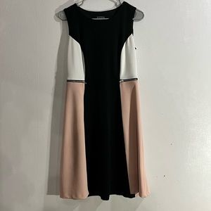 Formal black, peach and cream dress